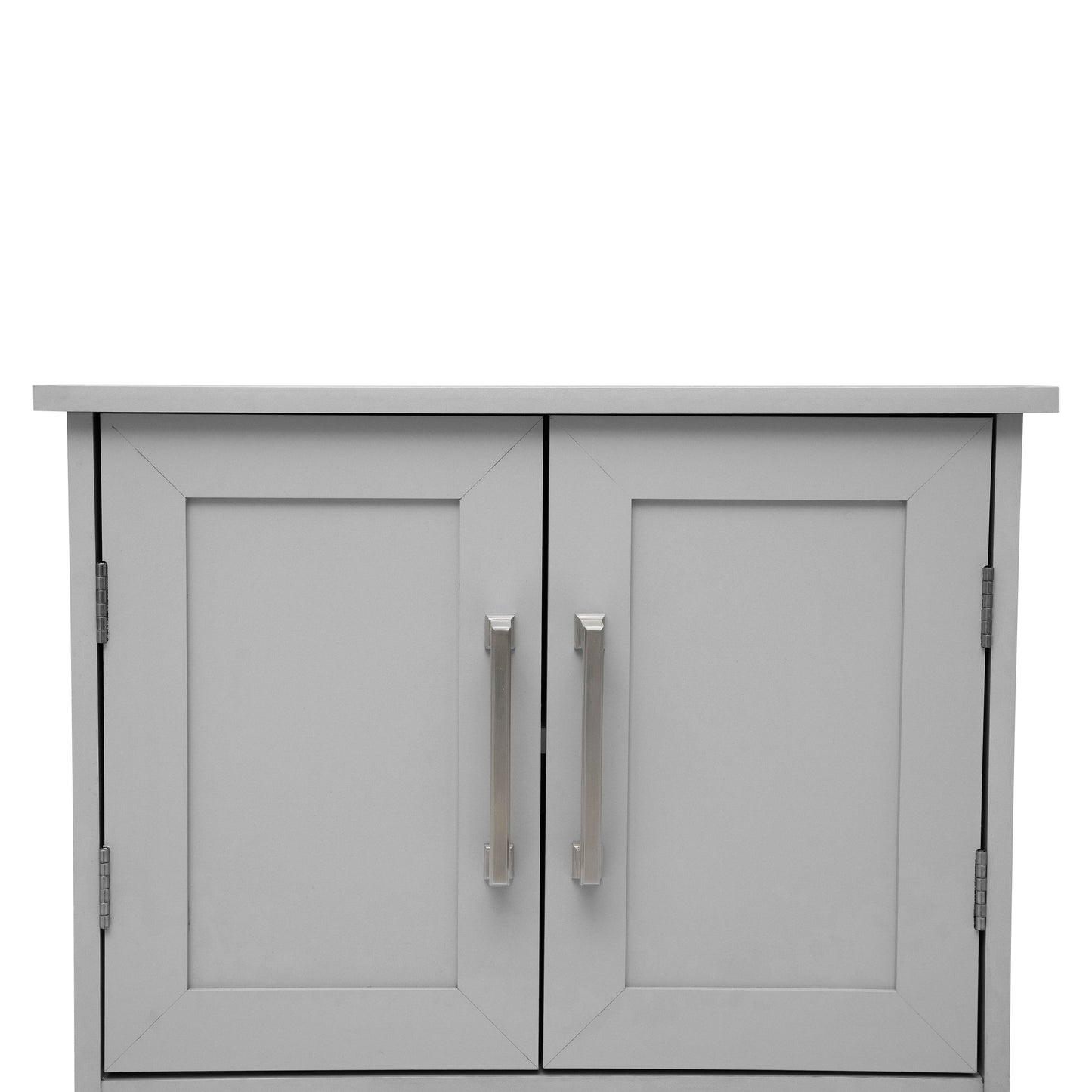 Vega Wall Mounted Bathroom Medicine Cabinet Storage Organizer with Two Magnetic Closure Doors, Adjustable Shelf, and Lower Open Shelf in Gray