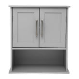 Vega Wall Mounted Bathroom Medicine Cabinet Storage Organizer with Two Magnetic Closure Doors, Adjustable Shelf, and Lower Open Shelf in Gray