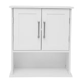 Vega Wall Mounted Bathroom Medicine Cabinet Storage Organizer with Two Magnetic Closure Doors, Adjustable Shelf, and Lower Open Shelf in White
