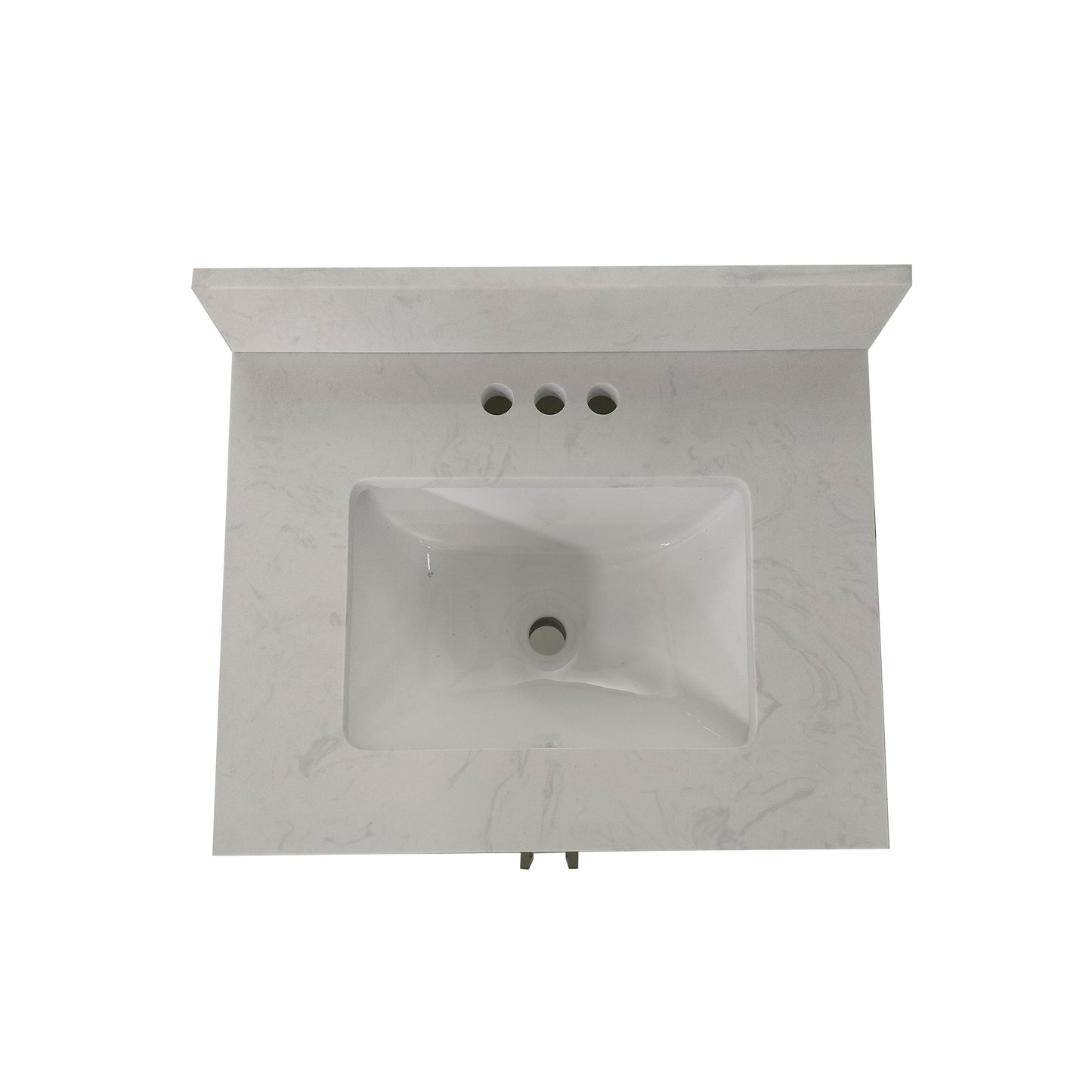 Vega 24 Inch Bathroom Vanity with Sink Combo, Storage Cabinet with Soft Close Doors and Open Shelf, Carrara Marble Finish Countertop, Brown/White