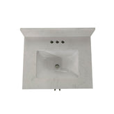 Vega 24 Inch Bathroom Vanity with Sink Combo, Storage Cabinet with Soft Close Doors and Open Shelf, Carrara Marble Finish Countertop, Brown/White