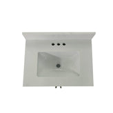 Vega 24 Inch Bathroom Vanity with Sink Combo, Storage Cabinet with Soft Close Doors and Open Shelf, Carrara Marble Finish Countertop, Gray/White