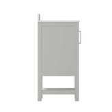 Vega 24 Inch Bathroom Vanity with Sink Combo, Storage Cabinet with Soft Close Doors and Open Shelf, Carrara Marble Finish Countertop, Gray/White