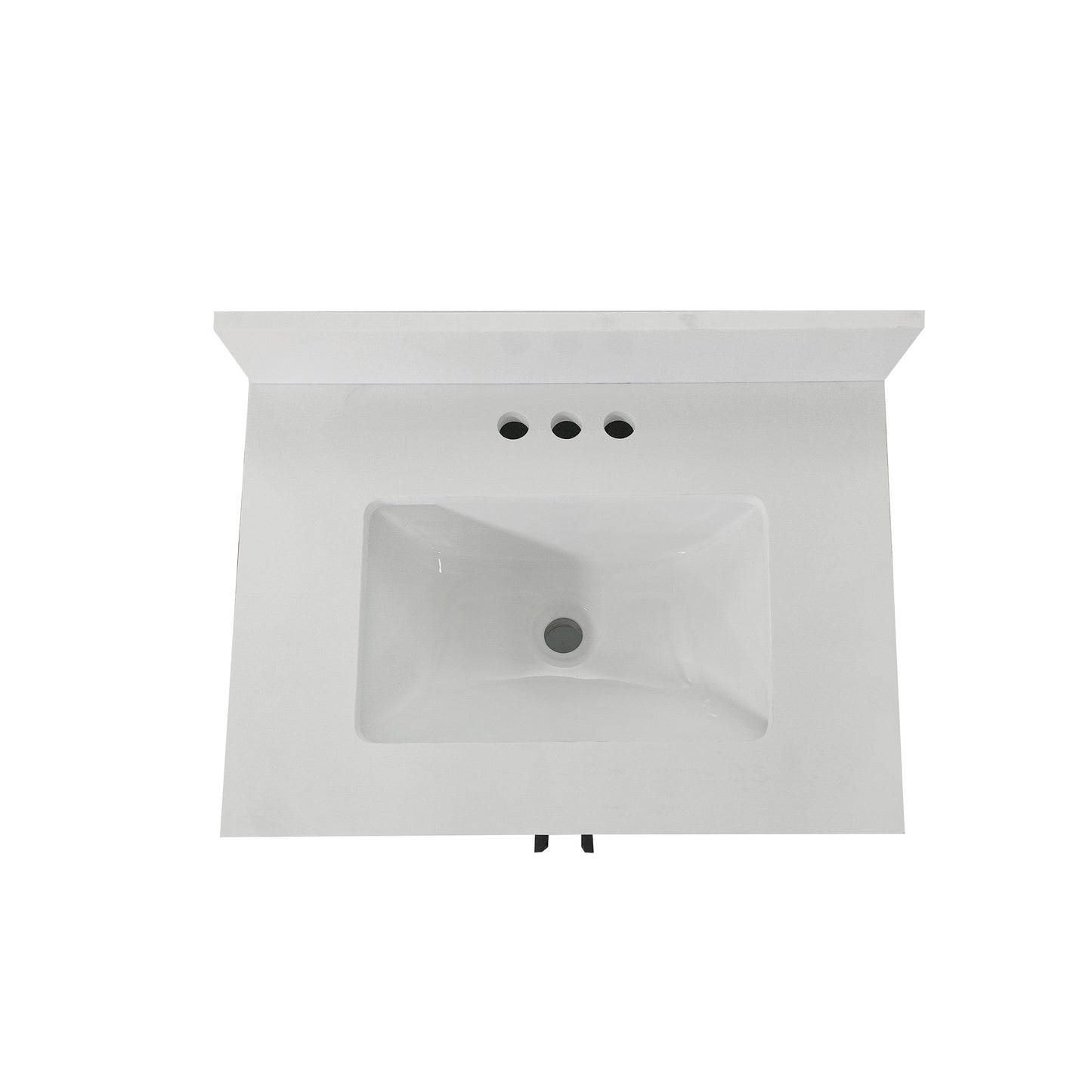 Vega 24" Bathroom Vanity with Sink, Storage Cabinet with Soft Close Doors & Open Shelf, Carrara Marble Finish Counter & Black Hardware, Gray/White