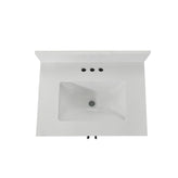 Vega 24" Bathroom Vanity with Sink, Storage Cabinet with Soft Close Doors & Open Shelf, Carrara Marble Finish Counter & Black Hardware, Gray/White