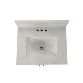 Vega 24 Inch Bathroom Vanity with Sink Combo, Storage Cabinet with Soft Close Doors and Open Shelf, Carrara Marble Finish Countertop, White/White
