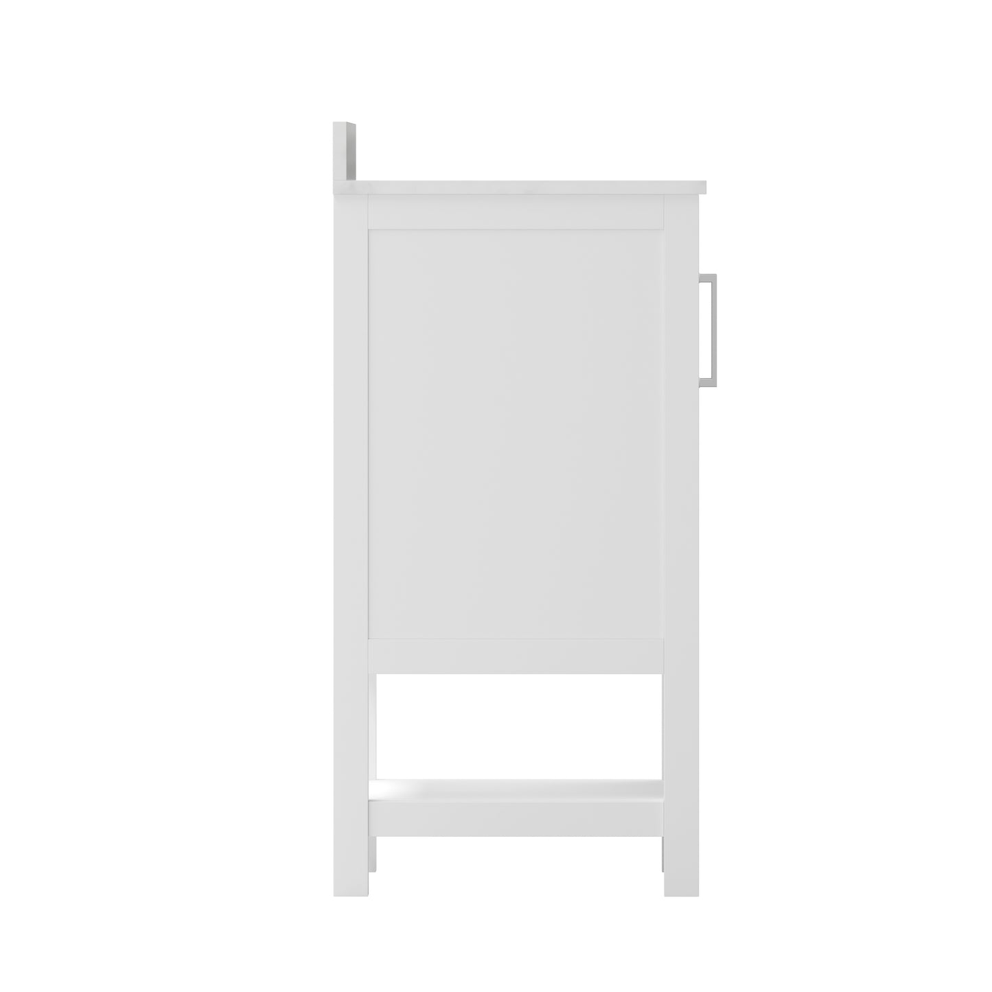 Vega 24 Inch Bathroom Vanity with Sink Combo, Storage Cabinet with Soft Close Doors and Open Shelf, Carrara Marble Finish Countertop, White/White