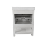 Vega 24" Bathroom Vanity with Sink, Storage Cabinet with Soft Close Doors & Open Shelf, Carrara Marble Finish Counter & Gold Hardware, White/White