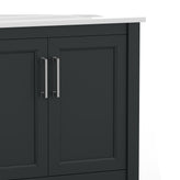 Vega 30 Inch Bathroom Vanity with Sink Combo, Storage Cabinet with Soft Close Doors and Open Shelf, Carrara Marble Finish Countertop, Black