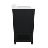 Vega 30 Inch Bathroom Vanity with Sink Combo, Storage Cabinet with Soft Close Doors and Open Shelf, Carrara Marble Finish Countertop, Black