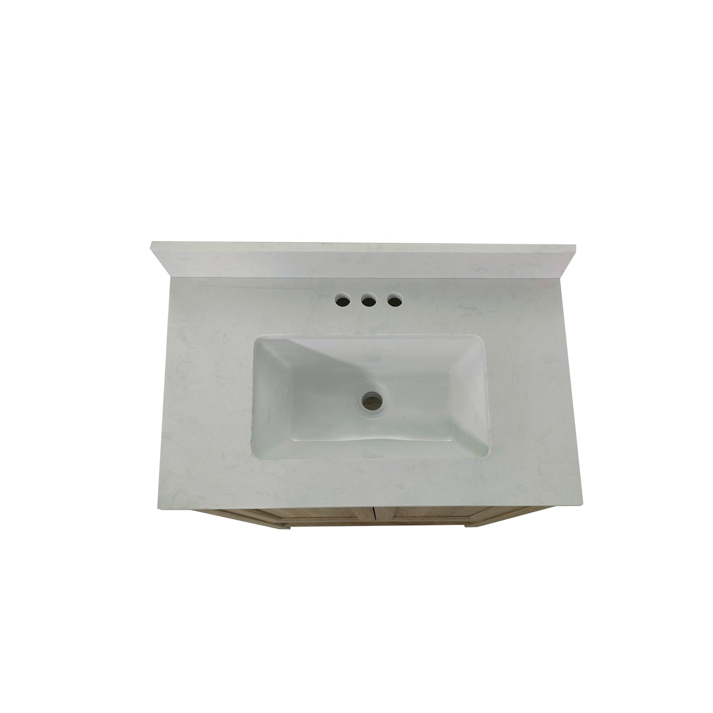 Vega 30 Inch Bathroom Vanity with Sink Combo, Storage Cabinet with Soft Close Doors and Open Shelf, Carrara Marble Finish Countertop, Brown/White