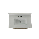 Vega 30 Inch Bathroom Vanity with Sink Combo, Storage Cabinet with Soft Close Doors and Open Shelf, Carrara Marble Finish Countertop, Brown/White