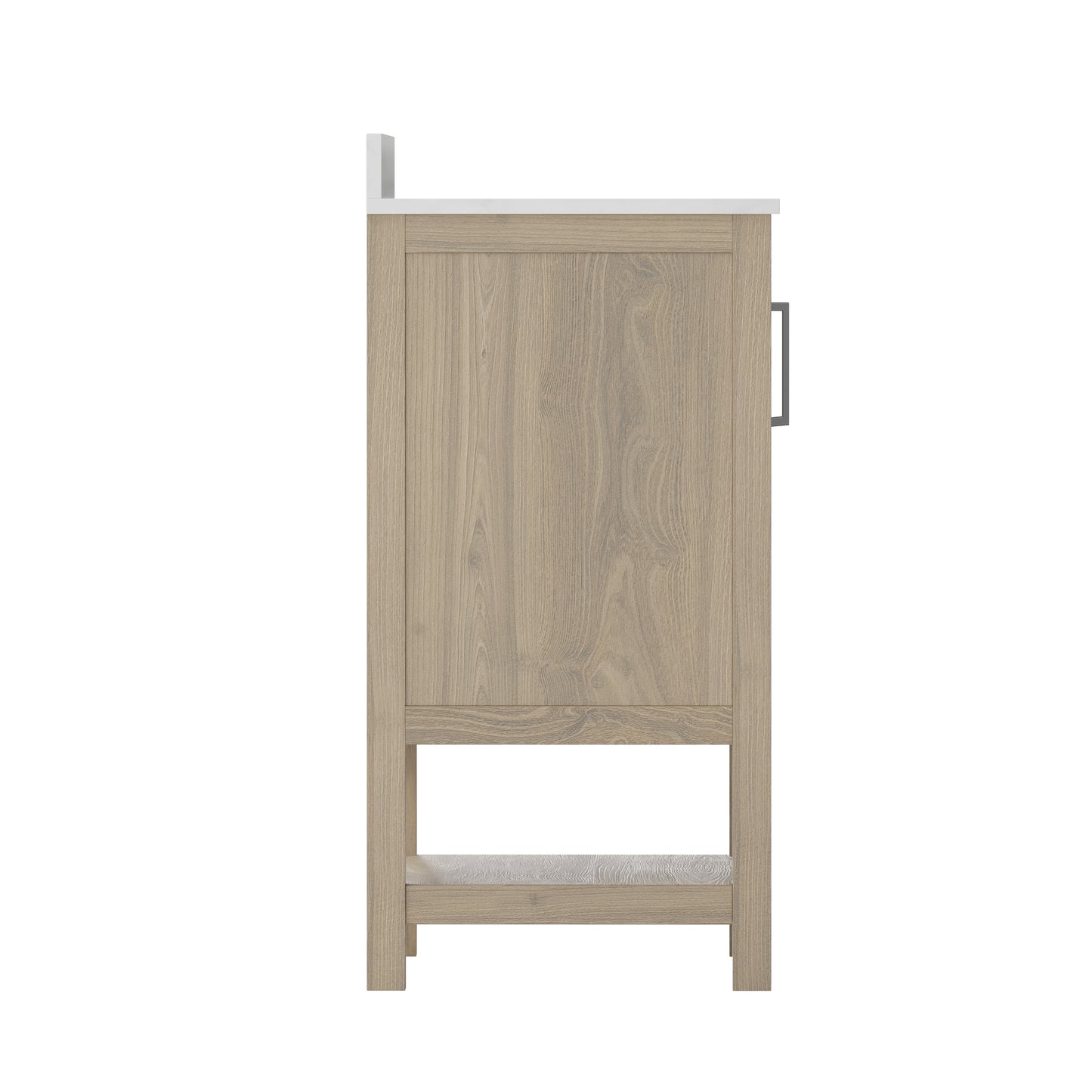 Vega 30 Inch Bathroom Vanity with Sink Combo, Storage Cabinet with Soft Close Doors and Open Shelf, Carrara Marble Finish Countertop, Brown/White