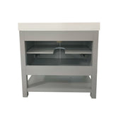 Vega 30 Inch Bathroom Vanity with Sink Combo, Storage Cabinet with Soft Close Doors and Open Shelf, Carrara Marble Finish Countertop, Gray/White