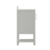 Vega 30 Inch Bathroom Vanity with Sink Combo, Storage Cabinet with Soft Close Doors and Open Shelf, Carrara Marble Finish Countertop, Gray/White