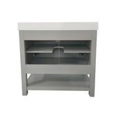 Vega 30" Bathroom Vanity with Sink, Storage Cabinet with Soft Close Doors & Open Shelf, Carrara Marble Finish Counter & Black Hardware, Gray/White