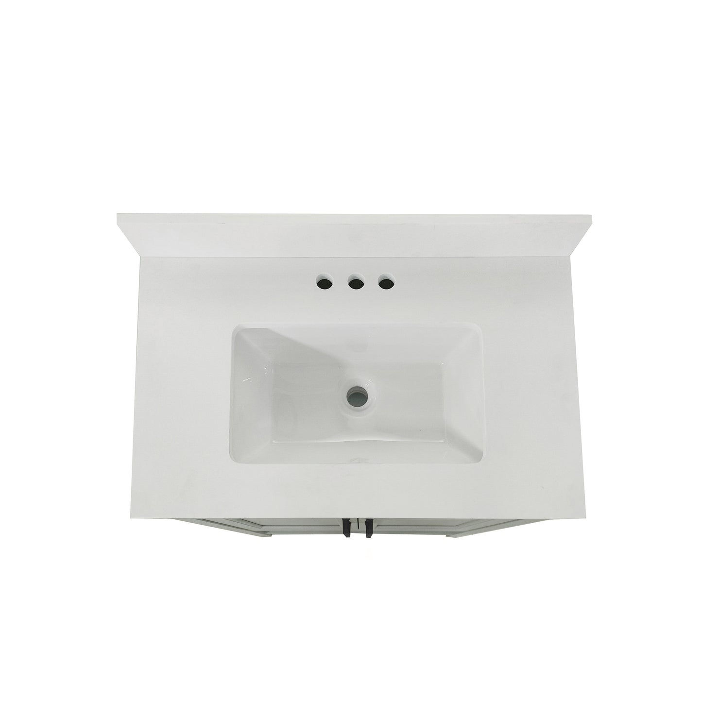 Vega 30" Bathroom Vanity with Sink, Storage Cabinet with Soft Close Doors & Open Shelf, Carrara Marble Finish Counter & Black Hardware, Gray/White