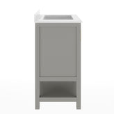 Vega 30" Bathroom Vanity with Sink, Storage Cabinet with Soft Close Doors & Open Shelf, Carrara Marble Finish Counter & Gold Hardware, Gray/White