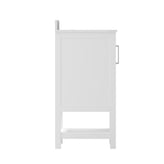 Vega 30 Inch Bathroom Vanity with Sink Combo, Storage Cabinet with Soft Close Doors and Open Shelf, Carrara Marble Finish Countertop, White/White