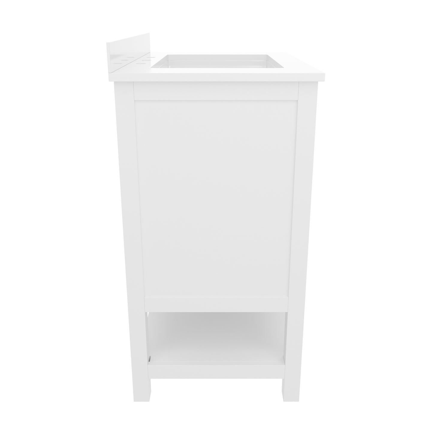 Vega 30 Inch Bathroom Vanity with Sink Combo, Storage Cabinet with Soft Close Doors and Open Shelf, Carrara Marble Finish Countertop, White/Gold