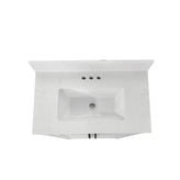 Vega 30" Bathroom Vanity with Sink, Storage Cabinet with Soft Close Doors & Open Shelf, Carrara Marble Finish Counter & Black Hardware, White/White