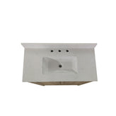 Vega 36 Inch Bathroom Vanity with Sink Combo, Storage Cabinet with Soft Close Doors and Open Shelf, Carrara Marble Finish Countertop, Brown/White