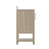 Vega 36 Inch Bathroom Vanity with Sink Combo, Storage Cabinet with Soft Close Doors and Open Shelf, Carrara Marble Finish Countertop, Brown/White