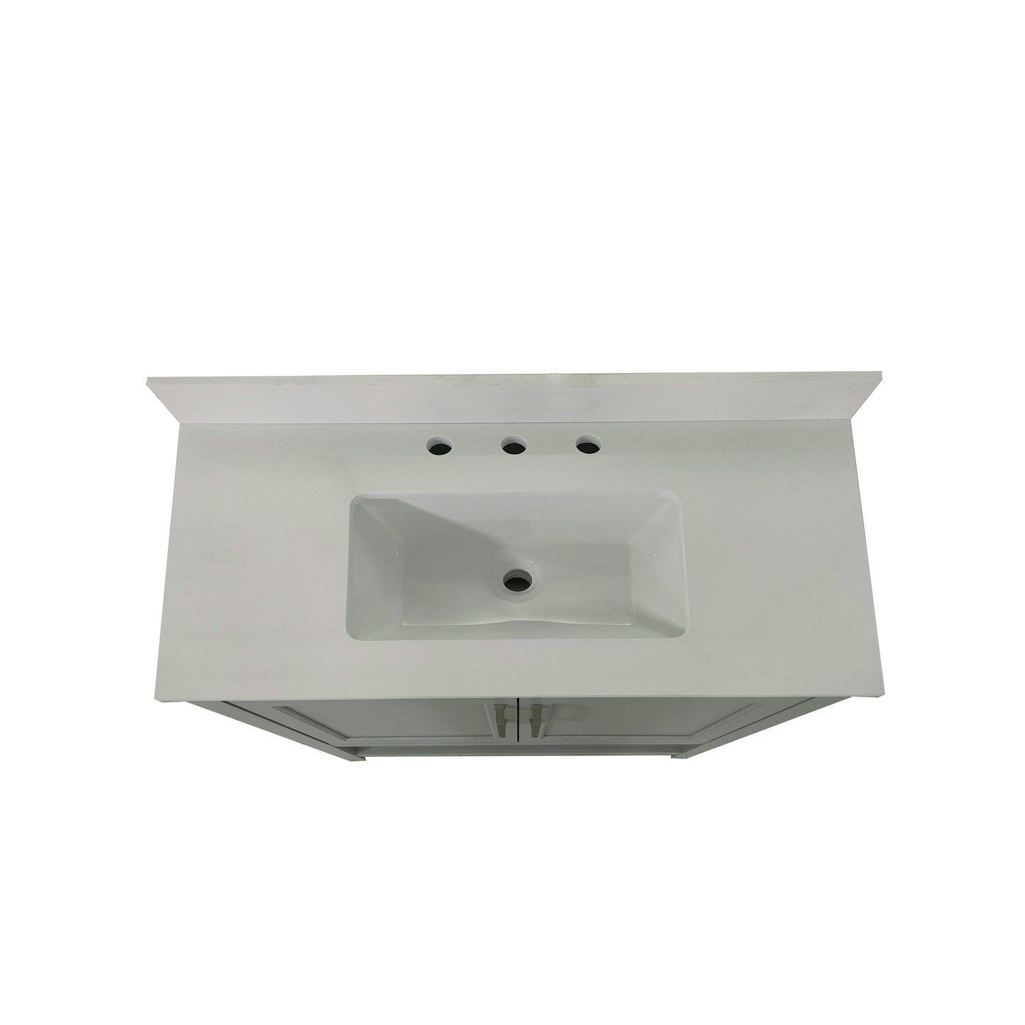 Vega 36 Inch Bathroom Vanity with Sink Combo, Storage Cabinet with Soft Close Doors and Open Shelf, Carrara Marble Finish Countertop, Gray/White