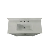 Vega 36 Inch Bathroom Vanity with Sink Combo, Storage Cabinet with Soft Close Doors and Open Shelf, Carrara Marble Finish Countertop, Gray/White