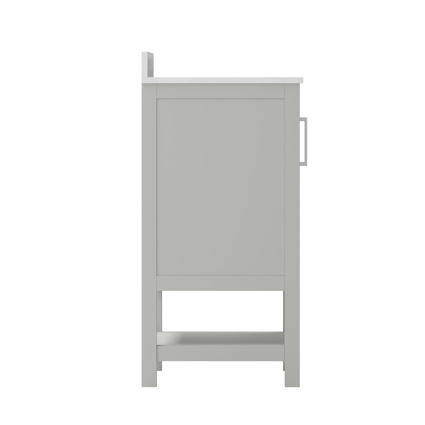 Vega 36 Inch Bathroom Vanity with Sink Combo, Storage Cabinet with Soft Close Doors and Open Shelf, Carrara Marble Finish Countertop, Gray/White