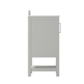 Vega 36 Inch Bathroom Vanity with Sink Combo, Storage Cabinet with Soft Close Doors and Open Shelf, Carrara Marble Finish Countertop, Gray/White