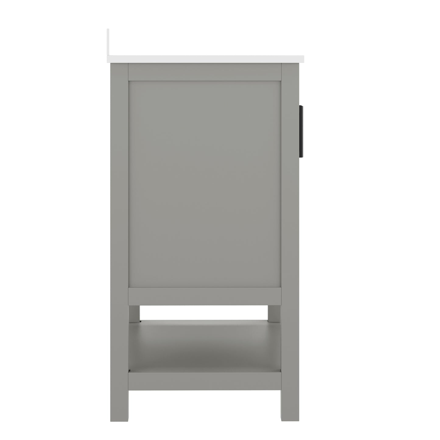 Vega 36" Bathroom Vanity with Sink, Storage Cabinet with Black Hardware, Soft Close Doors & Open Shelf, Carrara Marble Finish Countertop, Gray/White