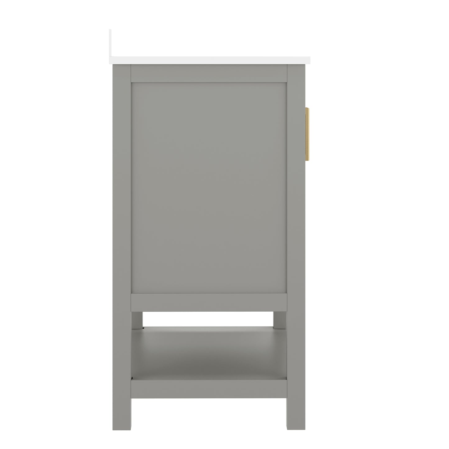 Vega 36" Bathroom Vanity with Sink, Storage Cabinet with Gold Hardware, Soft Close Doors & Open Shelf, Carrara Marble Finish Countertop, Gray/White