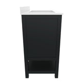 Vega 36 Inch Bathroom Vanity with Sink, Storage Cabinet with Soft Close Doors, Open Shelf and 3 Drawers, Carrara Marble Finish Countertop, Black/Gold