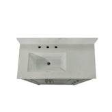 Vega 36 Inch Bathroom Vanity with Sink, Storage Cabinet with Soft Close Doors, Open Shelf and 3 Drawers, Carrara Marble Finish Countertop, Gray/White