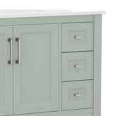 Vega 36 Inch Bathroom Vanity with Sink, Storage Cabinet with Soft Close Doors, Open Shelf and 3 Drawers, Carrara Marble Finish Countertop, Sage
