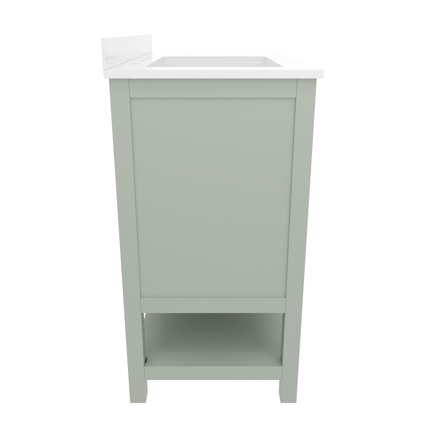 Vega 36 Inch Bathroom Vanity with Sink, Storage Cabinet with Soft Close Doors, Open Shelf and 3 Drawers, Carrara Marble Finish Countertop, Sage