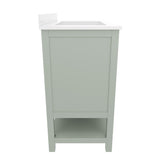Vega 36 Inch Bathroom Vanity with Sink, Storage Cabinet with Soft Close Doors, Open Shelf and 3 Drawers, Carrara Marble Finish Countertop, Sage