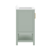 Vega 36" Bathroom Vanity with Sink, Cabinet with Gold Hardware, Soft Close Doors, Open Shelf & 3 Drawers, Carrara Marble Finish Counter, Sage/White