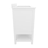Vega 36 Inch Bathroom Vanity with Sink, Storage Cabinet with Soft Close Doors, Open Shelf and 3 Drawers, Carrara Marble Finish Countertop, White/Gold