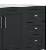 Vega 42 Inch Bathroom Vanity with Sink, Storage Cabinet with Soft Close Doors, Open Shelf and 3 Drawers, Carrara Marble Finish Countertop, Black