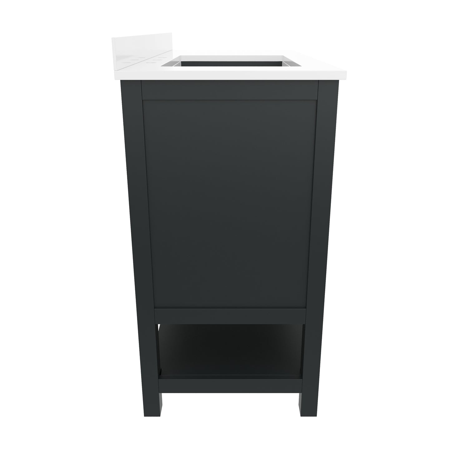 Vega 42 Inch Bathroom Vanity with Sink, Storage Cabinet with Soft Close Doors, Open Shelf and 3 Drawers, Carrara Marble Finish Countertop, Black