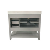 Vega 42 Inch Bathroom Vanity with Sink, Storage Cabinet with Soft Close Doors, Open Shelf and 3 Drawers, Carrara Marble Finish Countertop, Gray/White