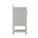Vega 42 Inch Bathroom Vanity with Sink, Storage Cabinet with Soft Close Doors, Open Shelf and 3 Drawers, Carrara Marble Finish Countertop, Gray/White