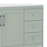 Vega 42 Inch Bathroom Vanity with Sink, Storage Cabinet with Soft Close Doors, Open Shelf and 3 Drawers, Carrara Marble Finish Countertop, Sage