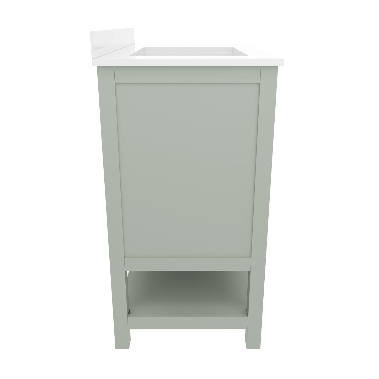 Vega 42 Inch Bathroom Vanity with Sink, Storage Cabinet with Soft Close Doors, Open Shelf and 3 Drawers, Carrara Marble Finish Countertop, Sage