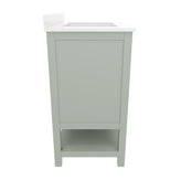 Vega 42 Inch Bathroom Vanity with Sink, Storage Cabinet with Soft Close Doors, Open Shelf and 3 Drawers, Carrara Marble Finish Countertop, Sage