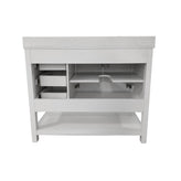Vega 42 Inch Bathroom Vanity with Sink, Storage Cabinet with Soft Close Doors, Open Shelf and 3 Drawers, Carrara Marble Finish Countertop, White/White