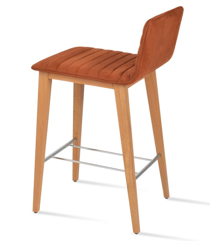 Corona Wood Fully Upholstered Bar Stool