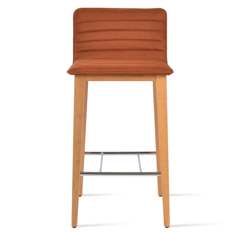 Corona Wood Fully Upholstered Bar Stool